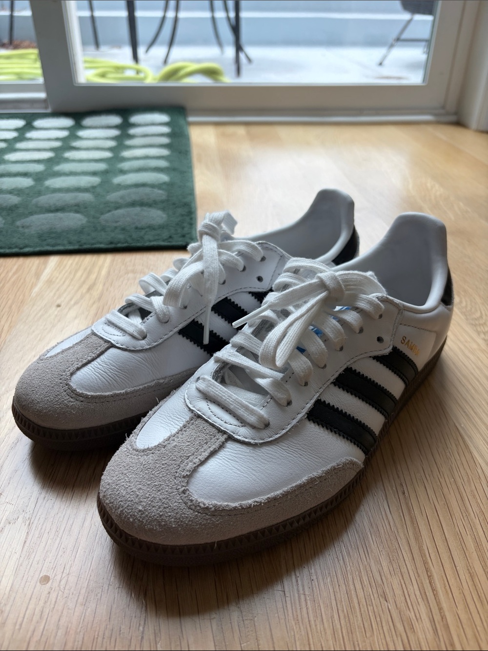 adidas Samba White Black Light Tan Suede Toe Sneakers